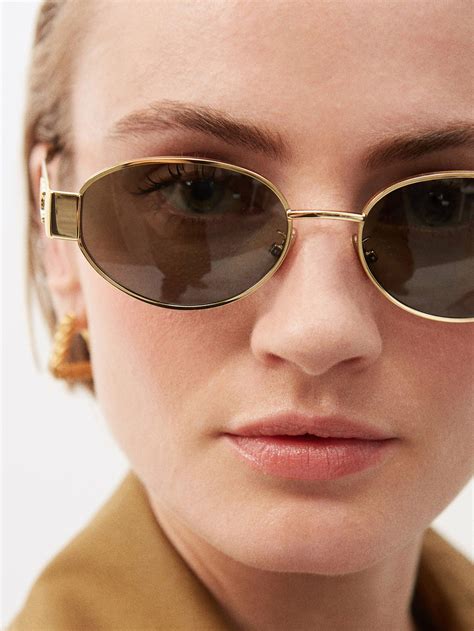 celine eyewear triomphe round metal sunglasses|CELINE Eyewear .